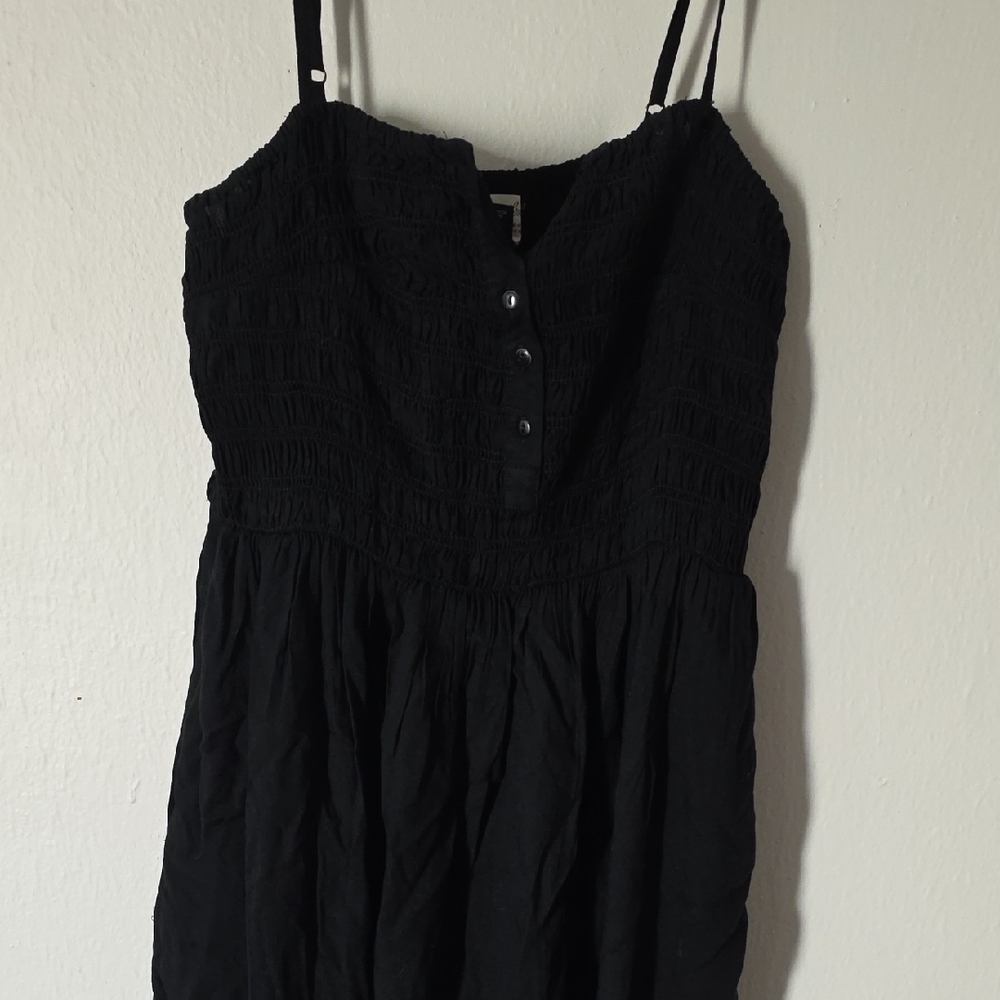 Universal Thread Black Long Dress With White Embroidery